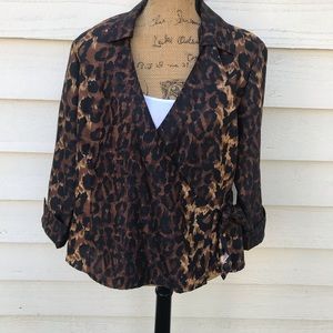 Leopard print wrap around top size L